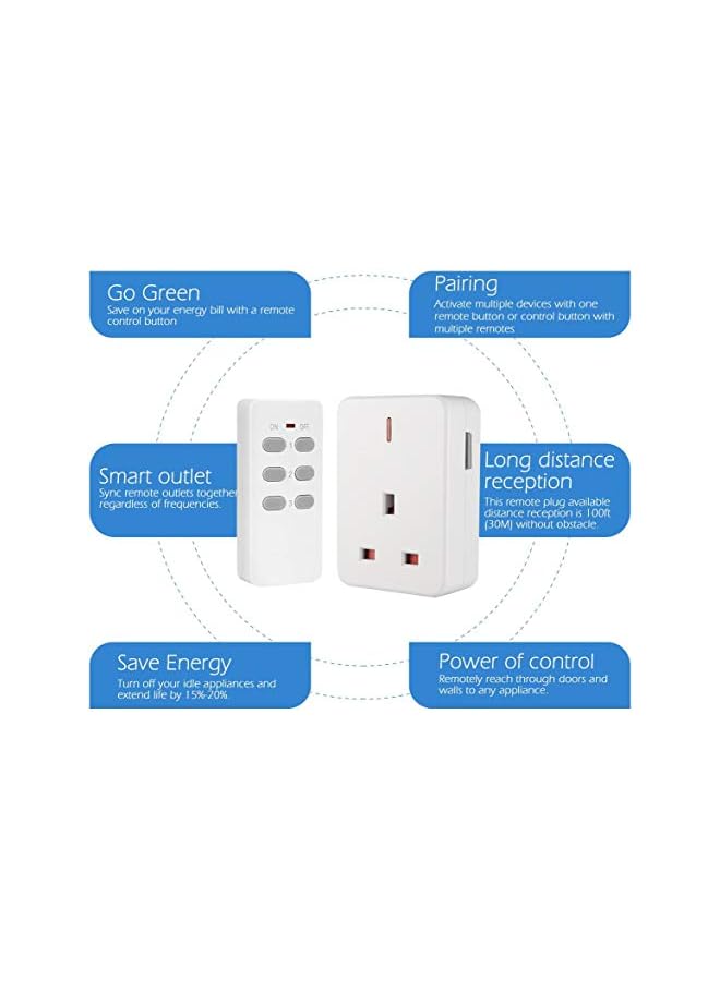 promass Wireless Remote Control Plugs Sockets，13A/3000W，Programmable, CE and RoHS Listed, Light, Household Appliances, Operating Range Up To 30 Meter /100 Foot, 3 Pack Sockets and 1 Remote - Image 3