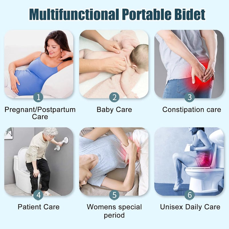 JSDQQG Electric Portable Bidet for Travel,Large Handheld Bidet Sprayer with 2.5L Peri Bottle,High Pressure Rechargeable,Portable Toilet Butt Washer shatafa for Women,Men,Elder,70-Minute Usage - Image 5