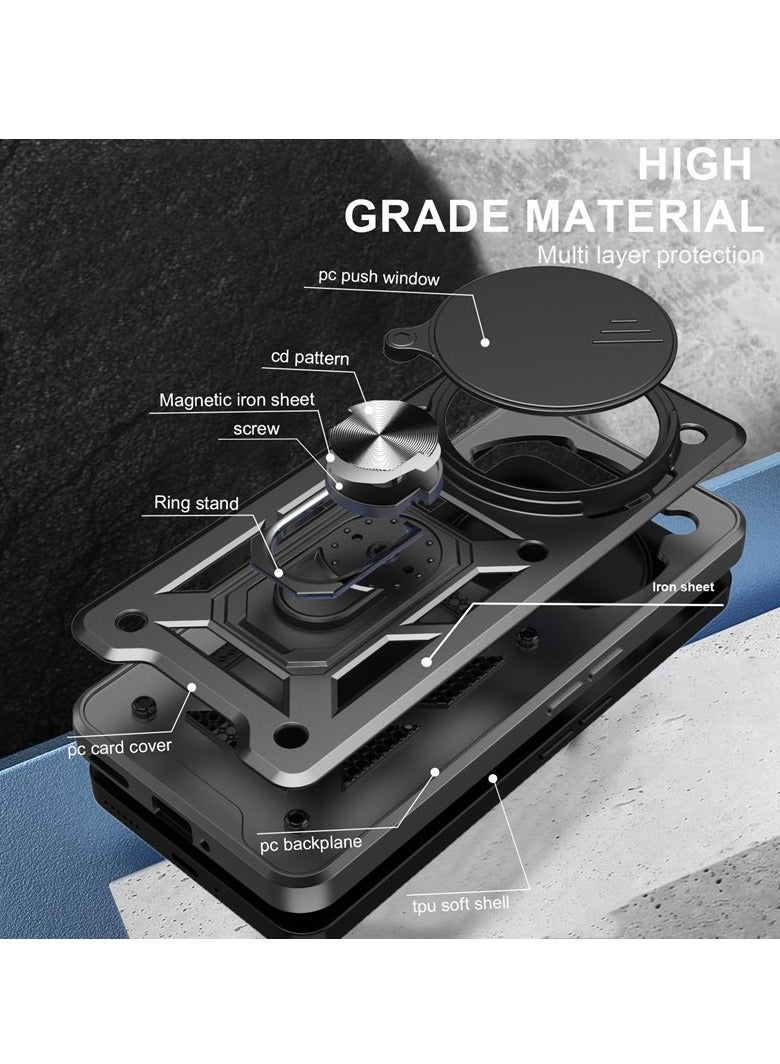 for Nothing Phone (3A) Pro 5G Case Cover, Slide Camera Lens Cover, Magnetic Ring Holder Kickstand Protective Phone Case for Nothing Phone (3A) Pro 5G, Black. - Image 5