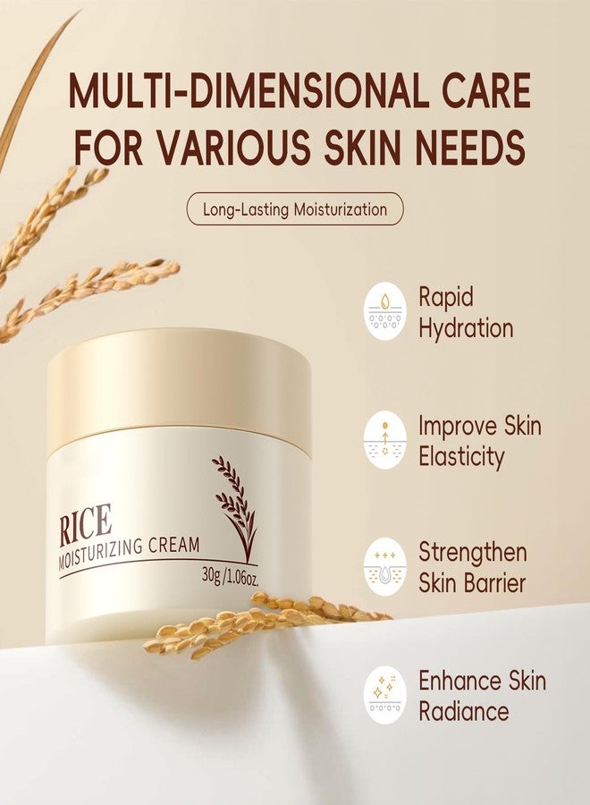 BEUKING Rice Face Cream, Long Lasting Hydration Quickly Absorbed Non-sticky Face Cream, Lightweight Firming Skin Removing Fine Lines Enhancing Skin Elasticity - Image 4