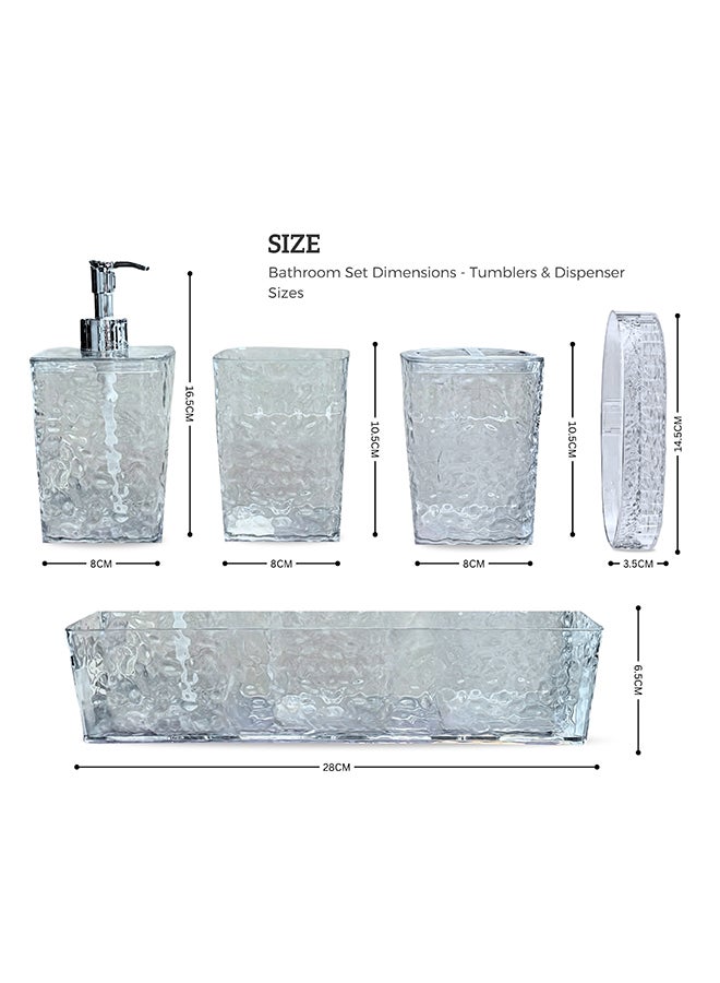 Feelings مجموعة ملحقات الحمام، 5 قطع مع صينية، قوام مطروق، منظم 28 سم (RC-KQ0868) - Image 2