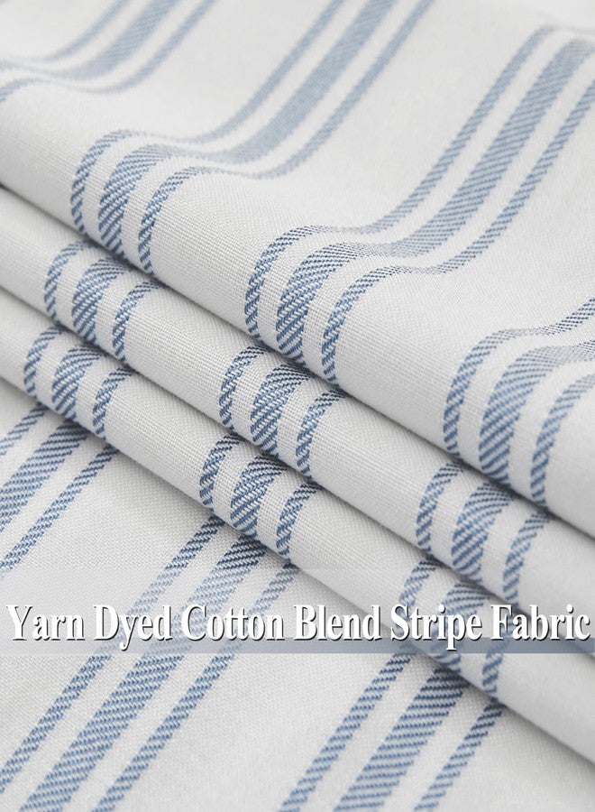 ZJDECOR Striped Full Blackout Curtains 95 Inches Long for Bedroom,Blue Stripe on White Cotton Blended Light Filteirng with Darkening Liner,Back Tab Rod Pocket Window Treatment,55" Wx95 L(Pack of 2) - Image 5