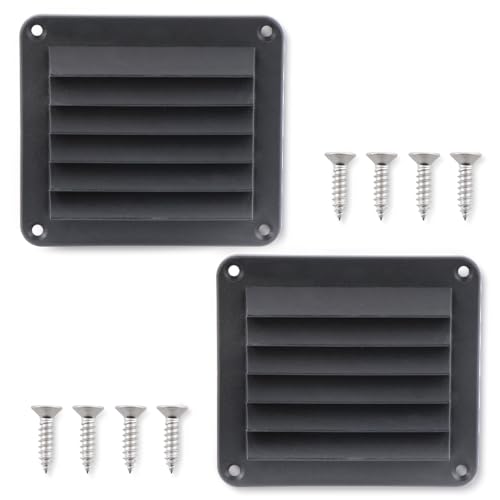 VTurboWay 2 Pcs 5-1/2" Louvered Flush Plastic Thru Vent for Caravan, Marine Boat Vent for Marine, Black, Free Installation Screws - Image 1