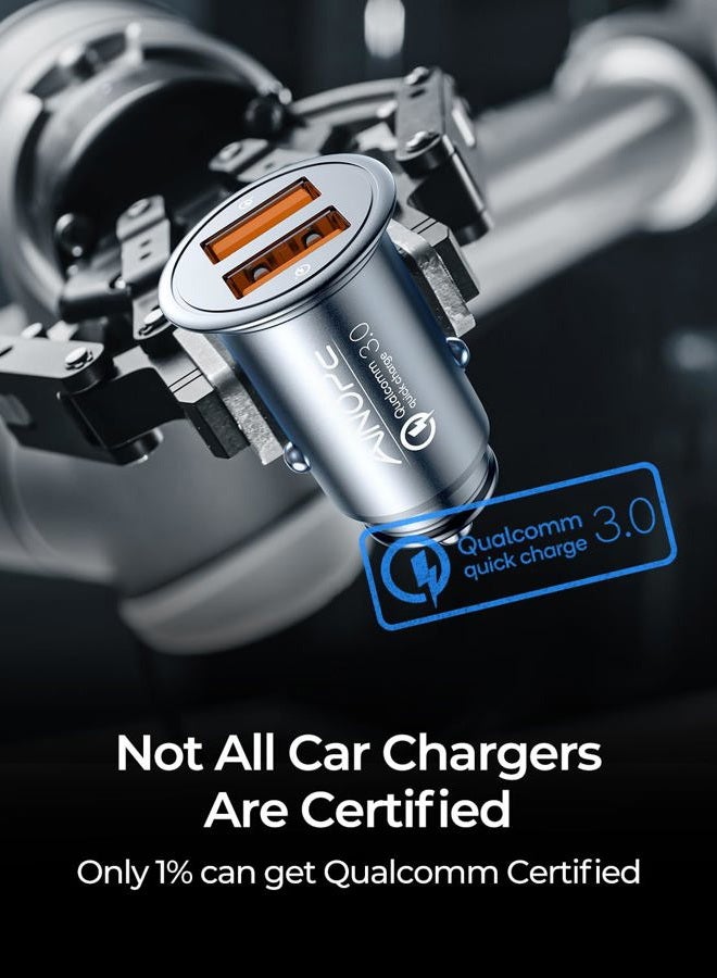 Ainope USB Car Charger Port Fast Car Charger Fast Charge Cigarette Lighter USB Charger 36W All Metal Mini Quick Charge Compatible with iPhone 14/13/12/11 pro/11/ x/8, Note 9/20 Galaxy S23/S10/S9 - Image 2