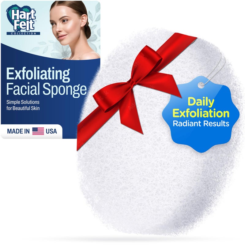 HartFelt Round Face Scrubber for Women | Reusable Facial Sponges for Daily Cleansing | Facial Exfoliating Pads for Removing Dead Skin, Dirt & Makeup | Use with Favorite Cream | Made in USA - 1 Count - Image 1