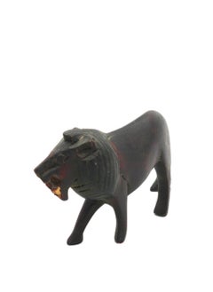 Antique Museum Handmade Wooden Black Color Lion Statue 3 Inch  - Image 2