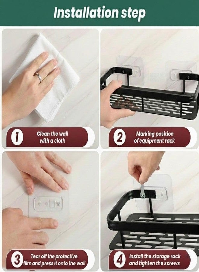 PERDIA Adhesive Bathroom Shelf for Wall Shelf Organizer Wall Mounted Bathroom Shelves | Organizer Racks for Bathroom and Kitchen Accessories | Stylish Wall Stand for Home, Office Pack Of 2 - Image 3