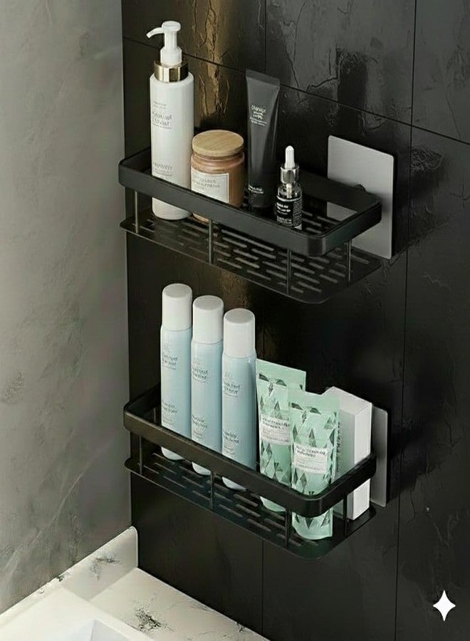 PERDIA Adhesive Bathroom Shelf for Wall Shelf Organizer Wall Mounted Bathroom Shelves | Organizer Racks for Bathroom and Kitchen Accessories | Stylish Wall Stand for Home, Office Pack Of 2 - Image 5