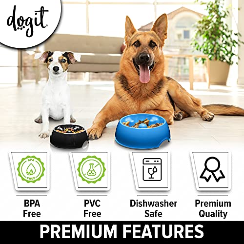 Dogit Slow Feeder Bowl for Wet or Dry Food, Go Slow Anti-Gulping Dish, Blue, Large - Image 5