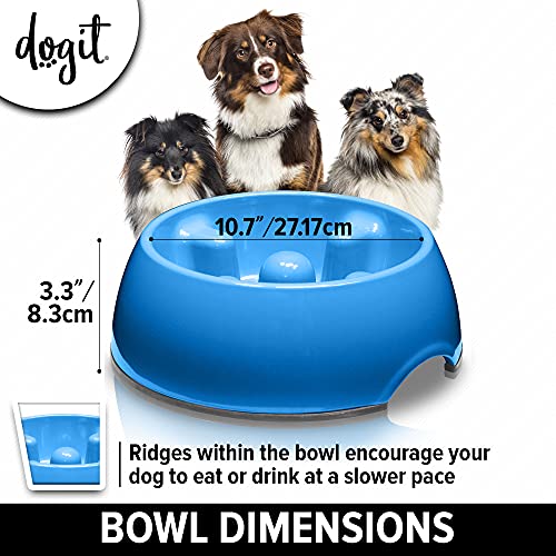 Dogit Slow Feeder Bowl for Wet or Dry Food, Go Slow Anti-Gulping Dish, Blue, Large - Image 4