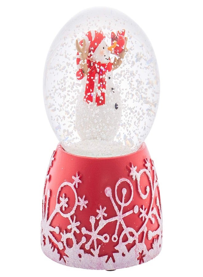 رومان كرة ثلجية حمراء لامعة للعطلات، مصنوعة من الراتنج، مقاس 80 مم، أبعادها 4.75 × 3.25 بوصة، تصدر صوت أجراس العيد. - Image 3