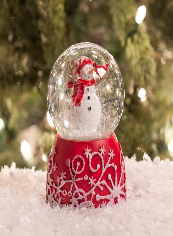 رومان كرة ثلجية حمراء لامعة للعطلات، مصنوعة من الراتنج، مقاس 80 مم، أبعادها 4.75 × 3.25 بوصة، تصدر صوت أجراس العيد. - Image 2