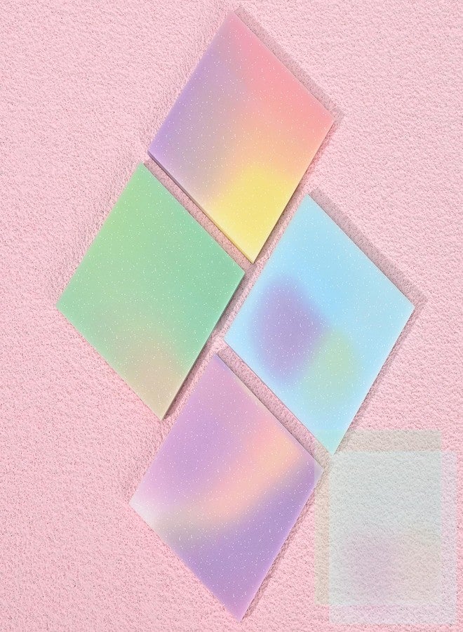 BAYTORY 200 Sheets Glitter Transparent Sticky Notes, 3 x 3 Clear Memo Pads, Waterproof Self-Stick Note, See Through Aesthetic Self-Adhesive Note for Bible Accessories (Multicolor Gradient) - Image 1