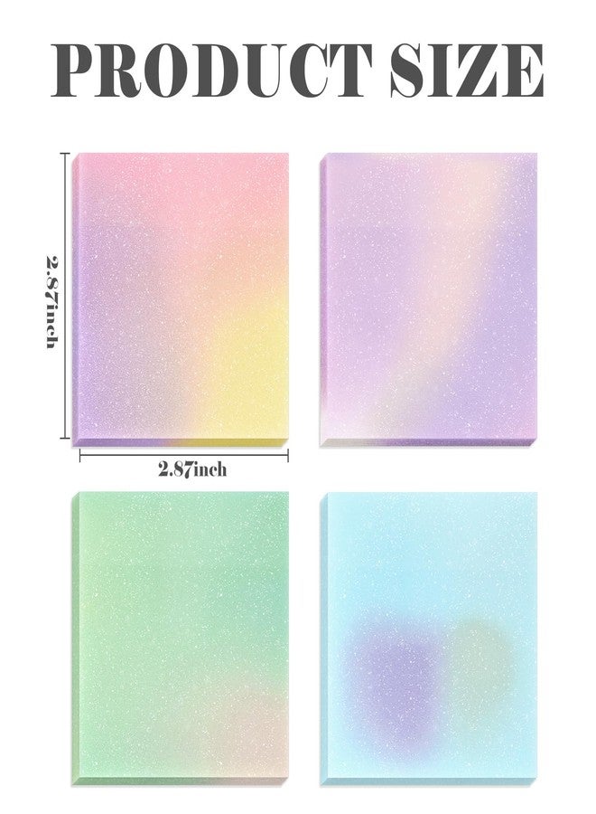 BAYTORY 200 Sheets Glitter Transparent Sticky Notes, 3 x 3 Clear Memo Pads, Waterproof Self-Stick Note, See Through Aesthetic Self-Adhesive Note for Bible Accessories (Multicolor Gradient) - Image 2