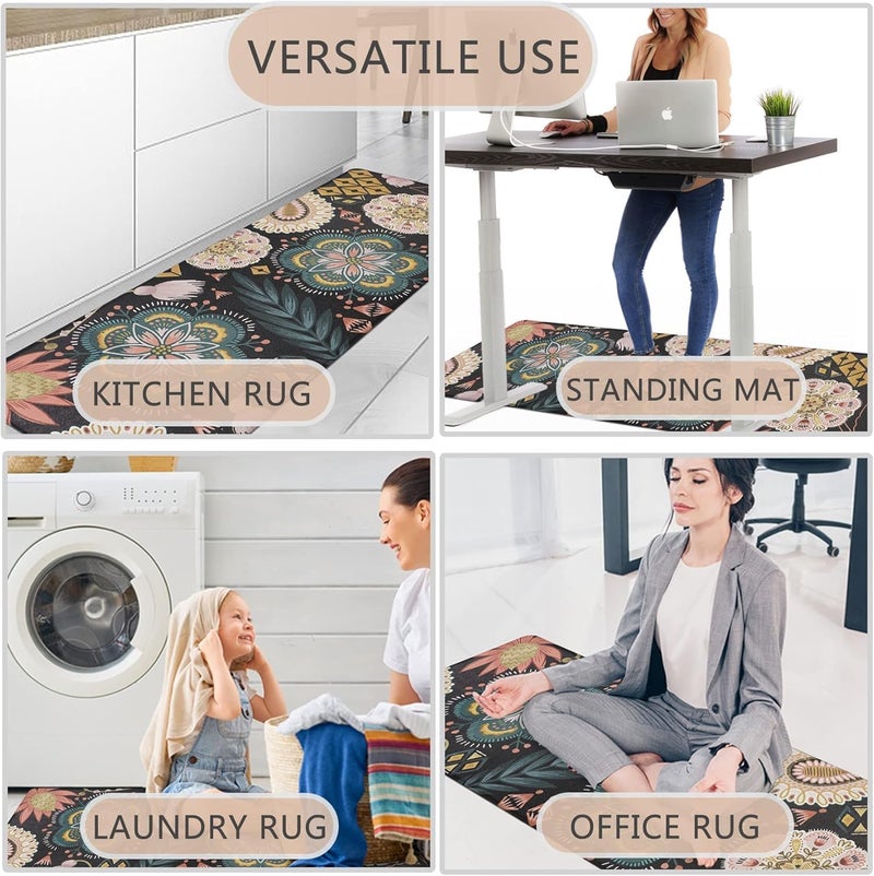 Clefairy Anti Fatigue Kitchen Mats for Floor 2 Piece Set, Waterproof & Non-Skid Kitchen Rugs, Cushioned Kitchen Mat for Standing Washable Comfort Desk Kitchen Runners - Image 4