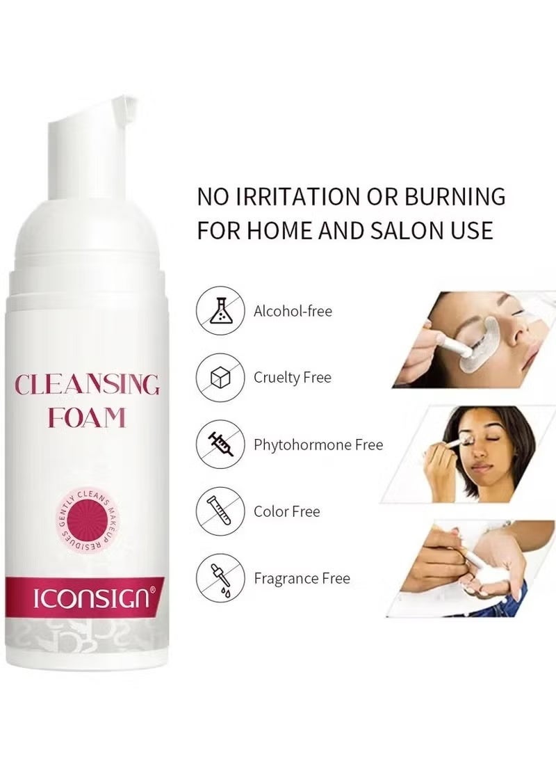 إيكونساين مجموعة منظف الرغوة للرموش والحواجب من آيكون ساين (60 مل) مع أدوات - Image 2