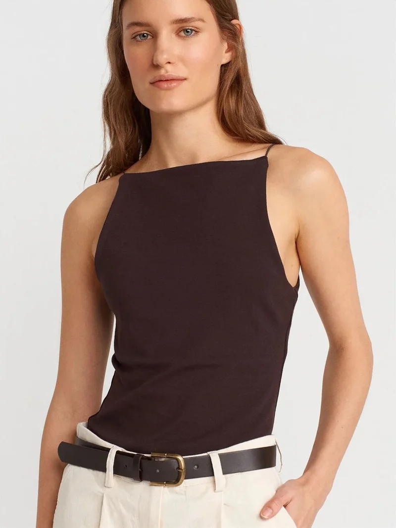 Dilvin DILVIN Slim-Fit Halterneck Jersey Blouse