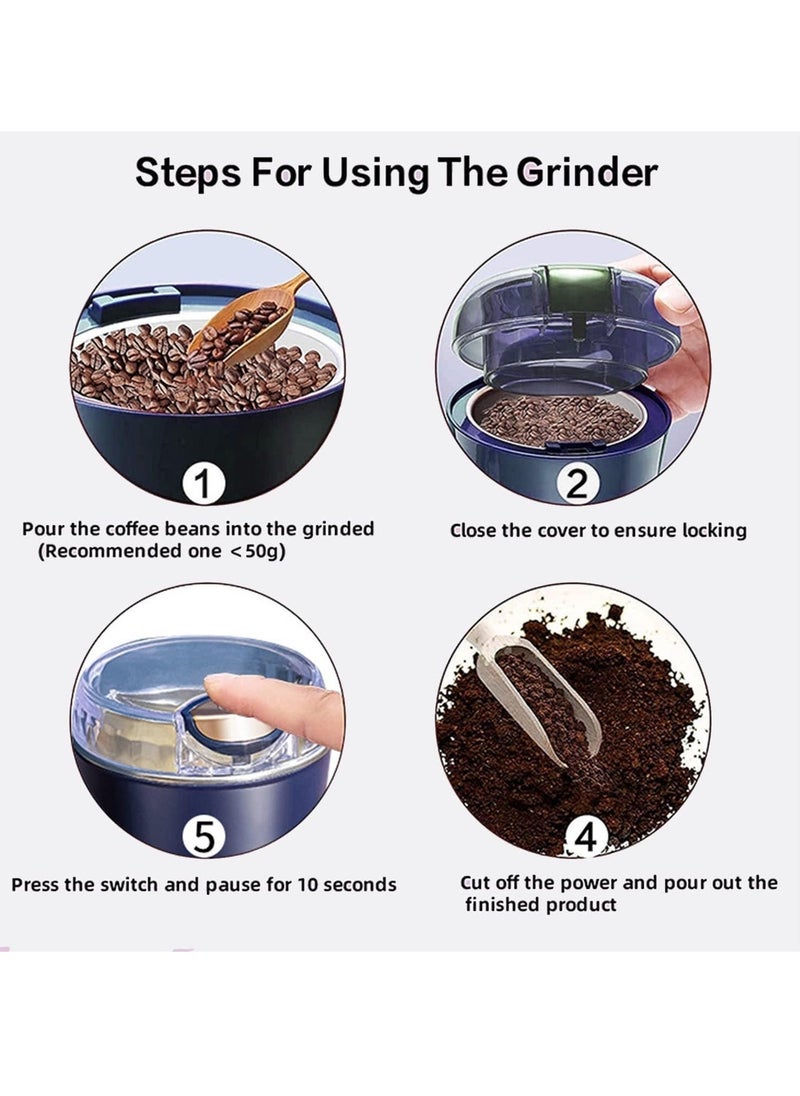 Electric Kitchen Grinder Mixer - Electric Coffee Grinders for Spices, Seeds, Herbs, and Coffee Beans, Spice Blender and Espresso Grinder, Wet and Dry Grinder Stainless Steel - Image 5