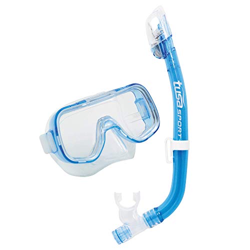 TUSA Sport Youth Mini-Kleio Mask and Dry Snorkel Combo, Clear Blue - Image 1