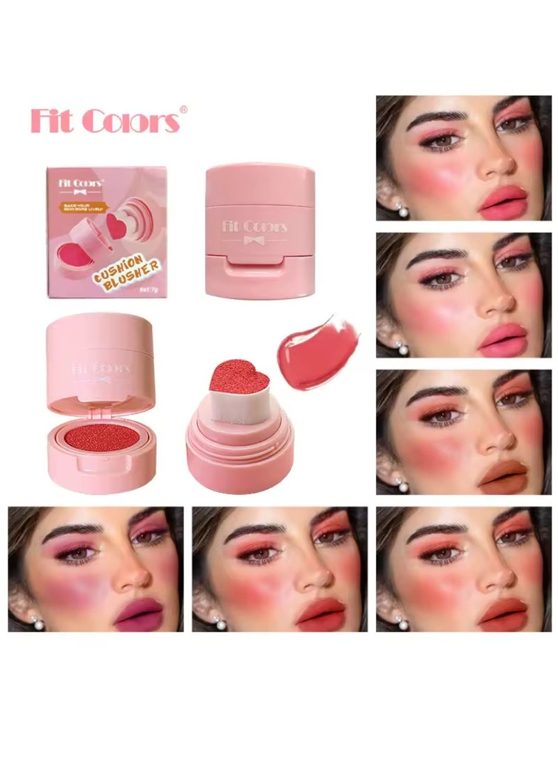 Fit Colors - Cushion Blusher for Face Air Cushion Blush Natural Blusher for Cheeks Shimmer Face Highly Pigmented Blush Makeup Long lasting Loose Powder for Blush Eyeshadow and Lipstick 7g 05 - Image 1