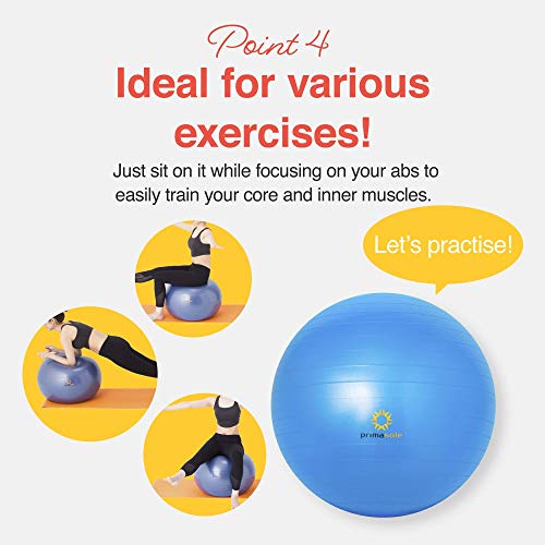 PRIMASOLE Exercise Ball for Balance Stability Fitness Workout Yoga Pilates at Home Office & Gym 45cm Blue - Image 5