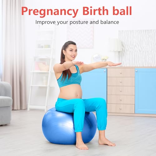 PRIMASOLE Exercise Ball for Balance Stability Fitness Workout Yoga Pilates at Home Office & Gym 45cm Blue - Image 3