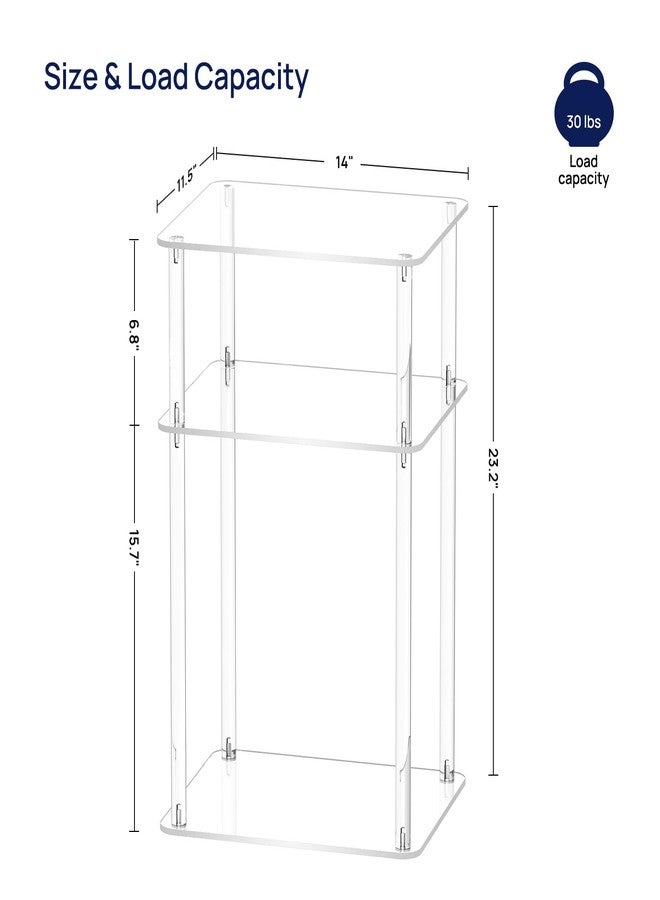 HMYHUM Acrylic Side Table for Small Spaces, 14" L x 11.5" W x 23.2" H, Nightstand/Bedside Table, Home Accent End Table for Living Room, Bedroom, 3 Tier, Clear - Image 3
