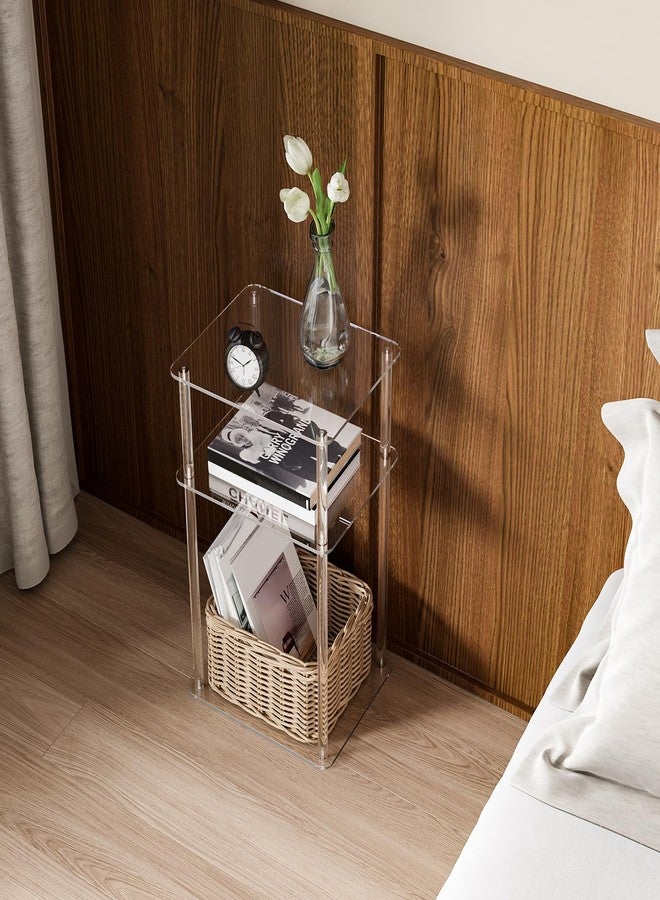HMYHUM Acrylic Side Table for Small Spaces, 14" L x 11.5" W x 23.2" H, Nightstand/Bedside Table, Home Accent End Table for Living Room, Bedroom, 3 Tier, Clear - Image 5