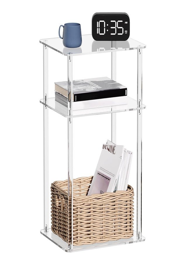 HMYHUM Acrylic Side Table for Small Spaces, 14" L x 11.5" W x 23.2" H, Nightstand/Bedside Table, Home Accent End Table for Living Room, Bedroom, 3 Tier, Clear - Image 1
