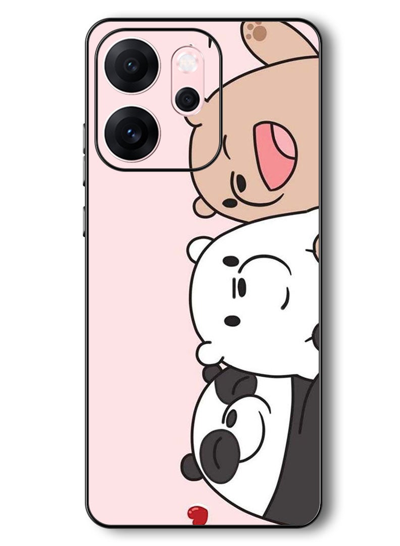 Theodor Case Compatible with Oppo Reno 14 F 6.57 Inch Protection Shockproof Bumper Cover Three Friends Panda - Image 1