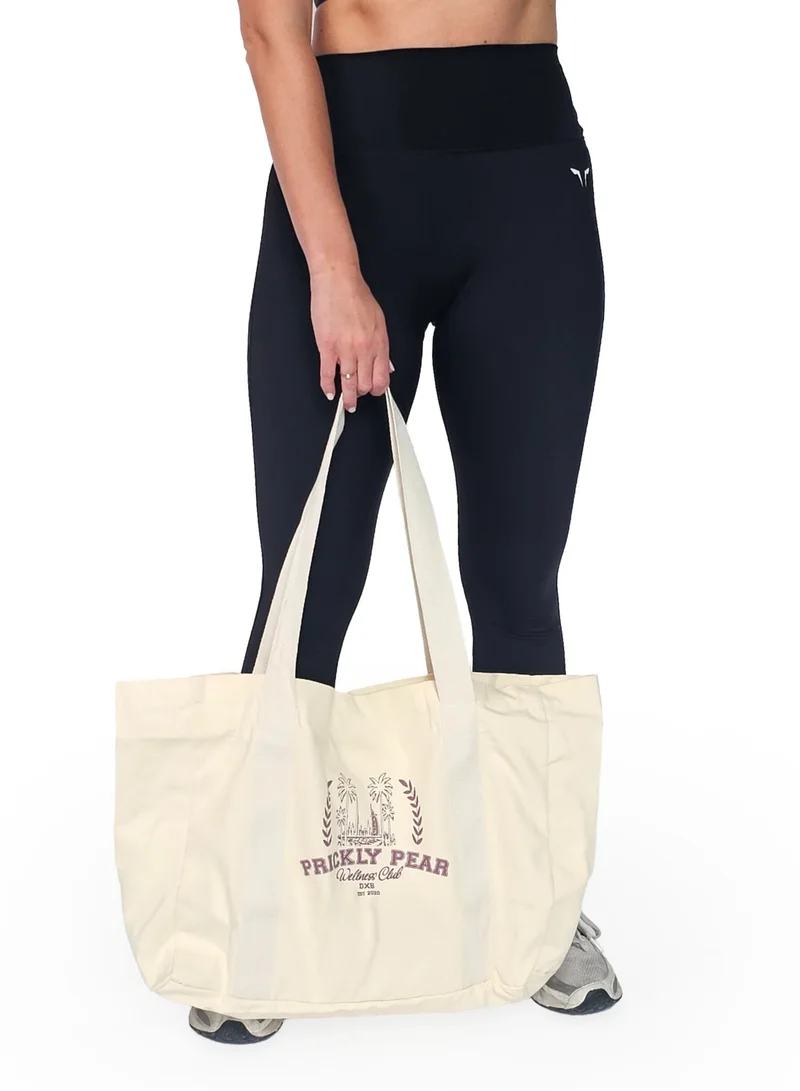 Prickly Pear Blush Pink Large Varsity Canvas Tote Bag, Blush  | Best Price UAE