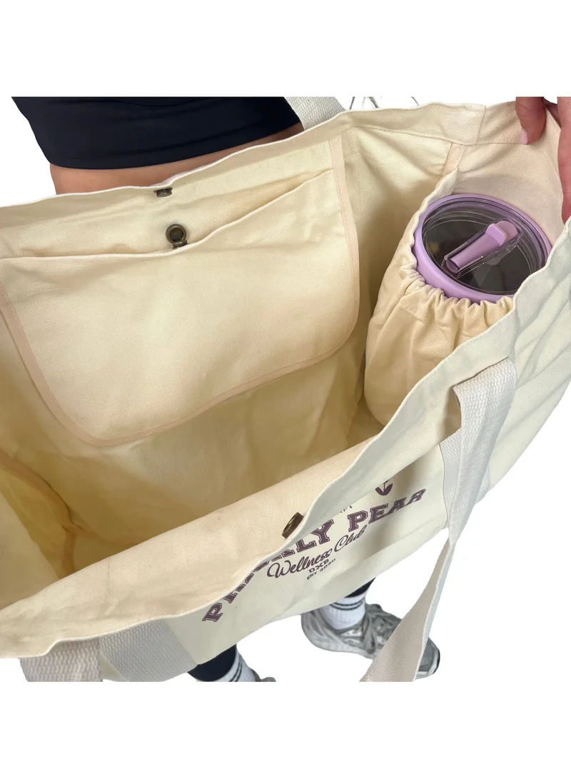 Prickly Pear Blush Pink Large Varsity Canvas Tote Bag, Blush  | Best Price UAE