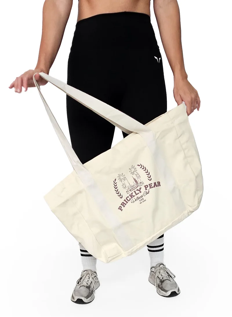 Prickly Pear Blush Pink Large Varsity Canvas Tote Bag, Blush  | Best Price UAE