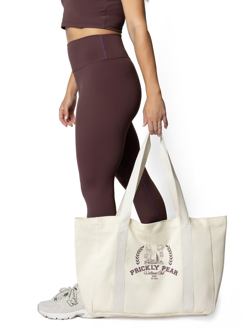 Prickly Pear Large Varsity Canvas Tote Bag, Blush - Image 5