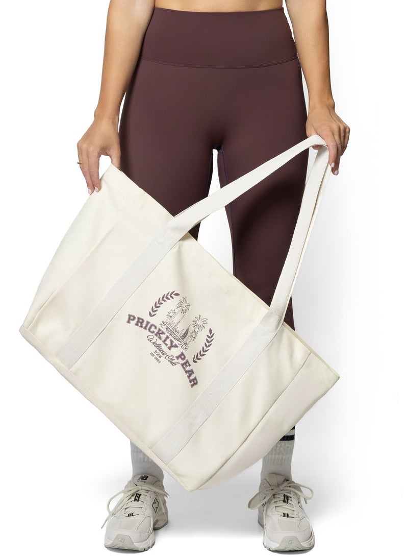 Prickly Pear Large Varsity Canvas Tote Bag, Blush - Image 3
