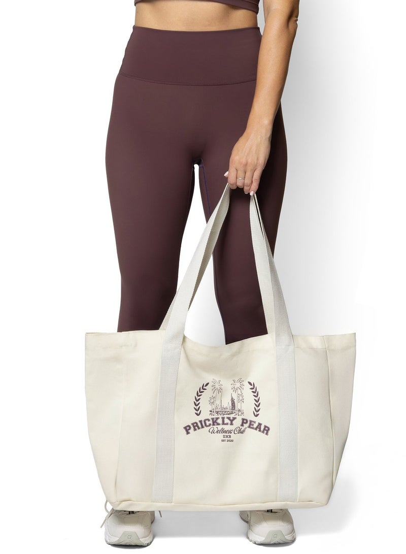 Prickly Pear Large Varsity Canvas Tote Bag, Blush - Image 4