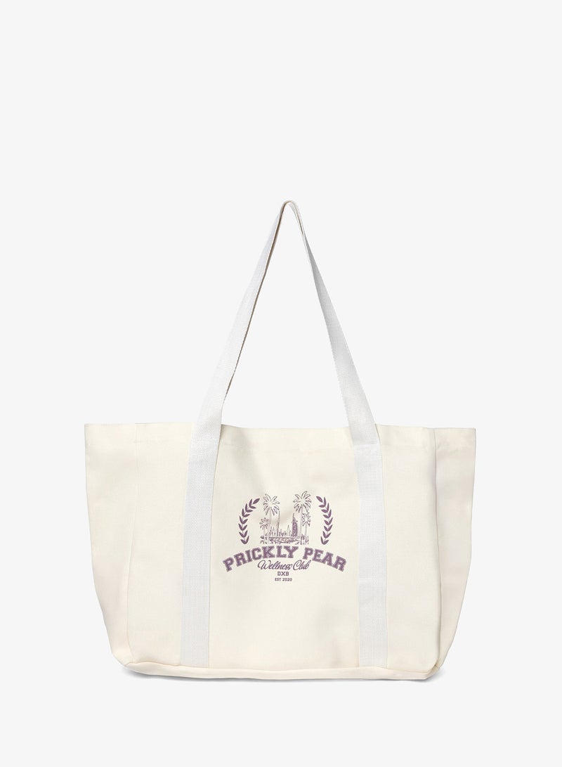 Prickly Pear Large Varsity Canvas Tote Bag, Blush - Image 2