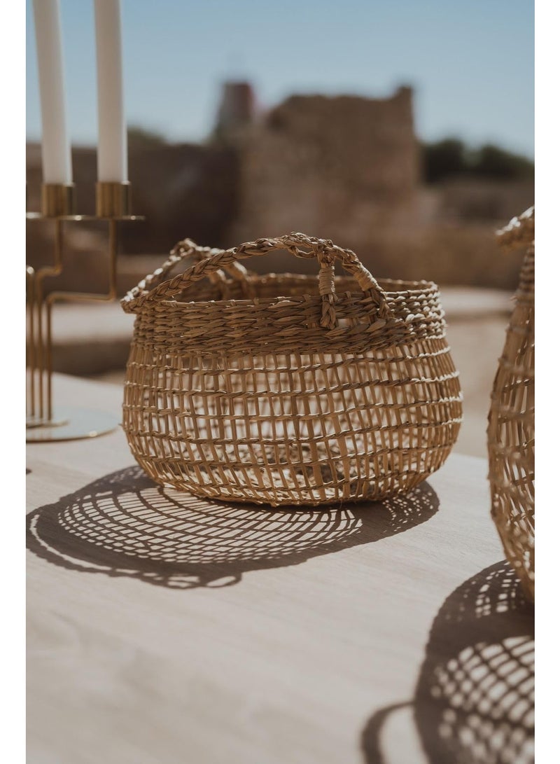 Eco Chic House Natural Woven Boho Baskets with Handles – Set of 3 Handwoven Storage & Decorative Organizer Bins for Home, Shelves, & Bathroom  - Image 3