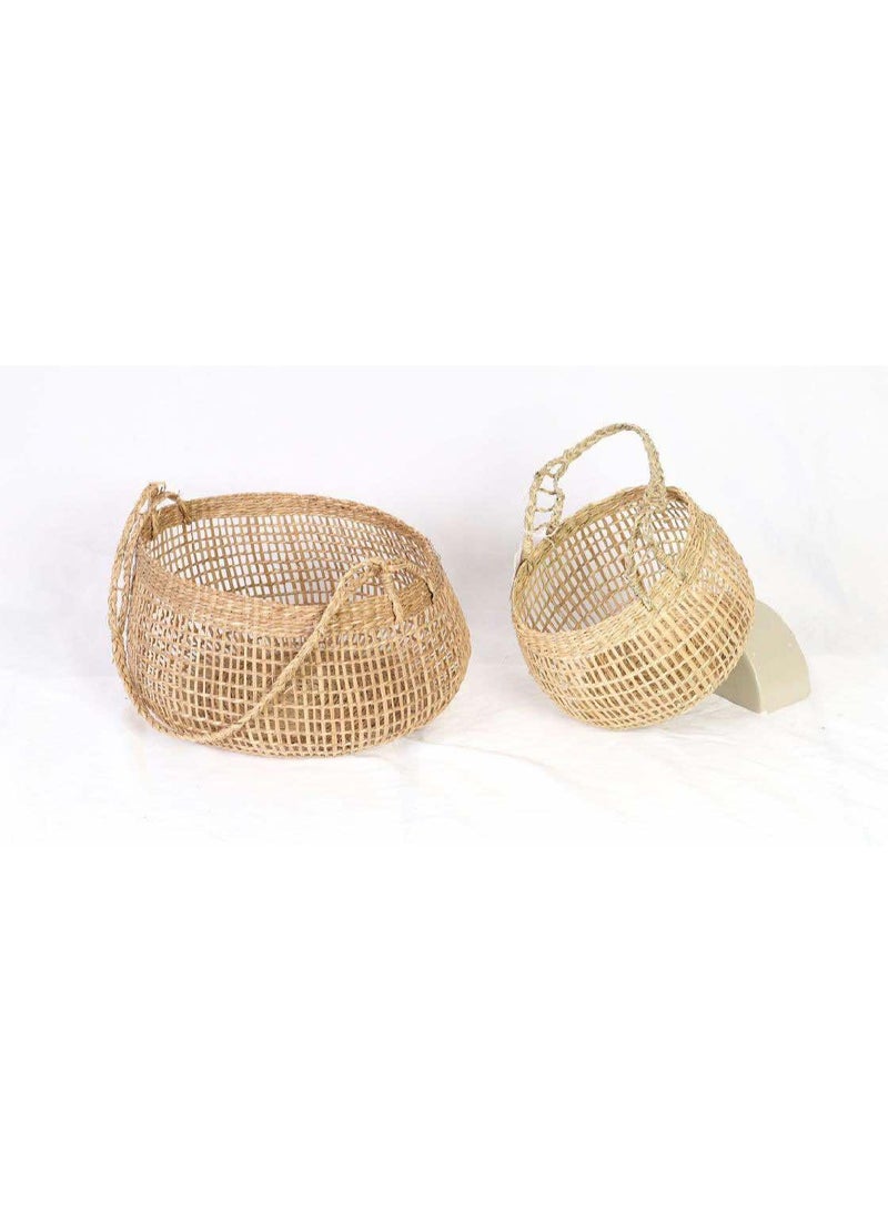 Eco Chic House Natural Woven Boho Baskets with Handles – Set of 3 Handwoven Storage & Decorative Organizer Bins for Home, Shelves, & Bathroom  - Image 5