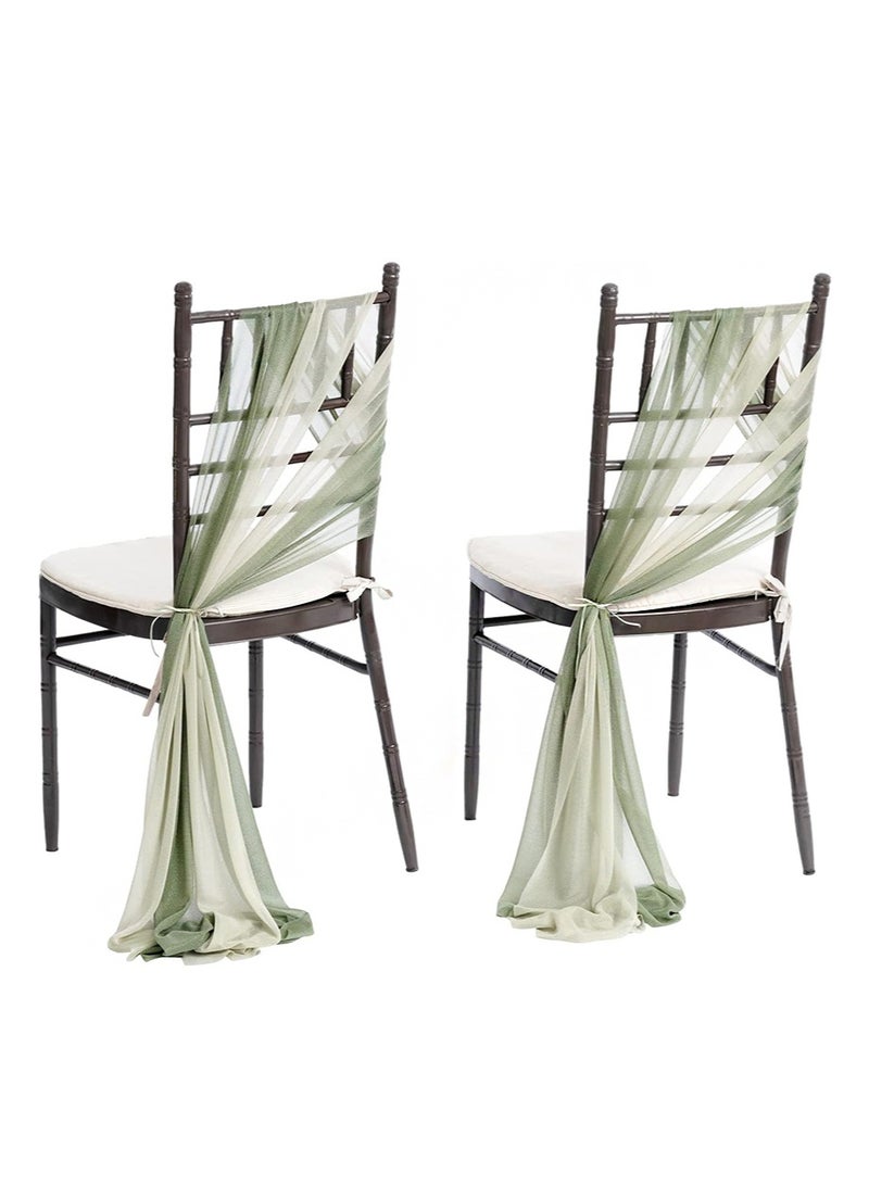 إزدنك أغطية كراسي الزفاف، ديكور الممر، قماش متدلي، ربطات حزام مقاومة للتجاعيد، مناسبة للحفلات وحفلات الاستقبال وترتيبات الزهور والمآدب والديكور الخارجي (قطعتان باللون المريمية وقطعتان باللون الأخضر الكريمي) - Image 1