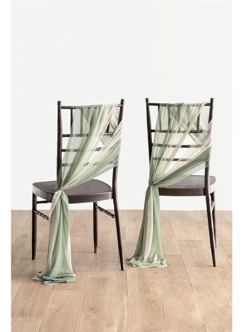 إزدنك أغطية كراسي الزفاف، ديكور الممر، قماش متدلي، ربطات حزام مقاومة للتجاعيد، مناسبة للحفلات وحفلات الاستقبال وترتيبات الزهور والمآدب والديكور الخارجي (قطعتان باللون المريمية وقطعتان باللون الأخضر الكريمي) - Image 4