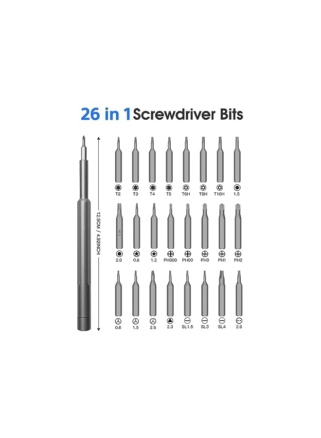 PROMASS مجموعة مفكات البراغي الدقيقة من برومس، 24 في 1 مفك صغير، مجموعة رؤوس مفكات مغناطيسية، مجموعة، مجموعة أدوات مفك يدوي من فولاذ S2، مجموعة أدوات إصلاح - Image 2