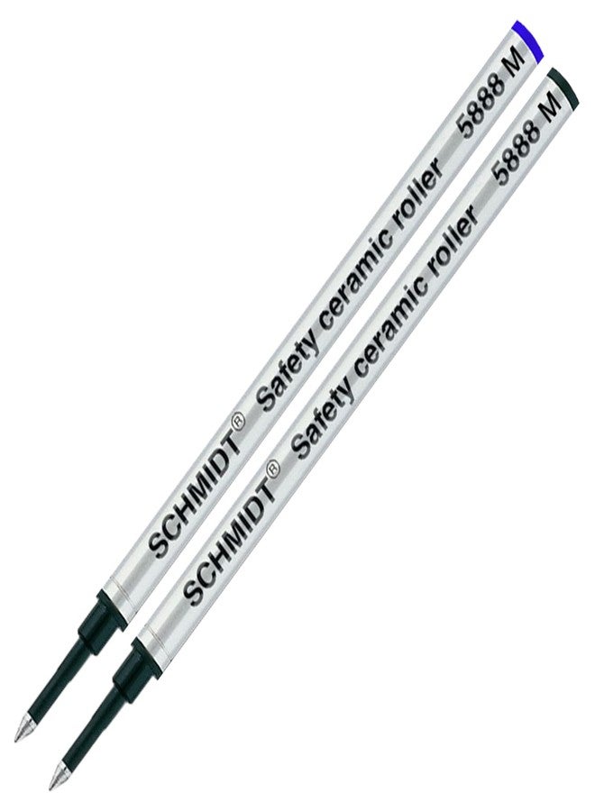 Lanier Pens Schmidt 5888 Safety Ceramic Rollerball Metal Refill - Black, Blue Ink (Medium Tip 0.7mm) - Pack of 2 - Image 1