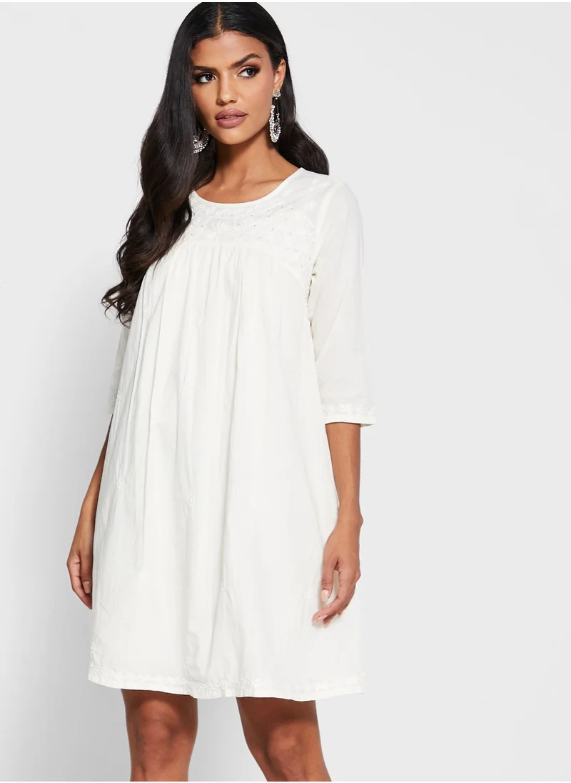 Fabindia Cotton Chikankari Embroidered Dress