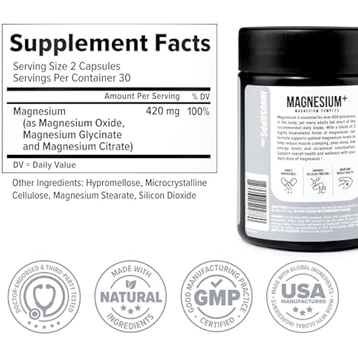 InnoSupps Magnesium Triple-Action Bioavailable Magnesium Complex - Supports Cellular Function, Muscle Cramps Relief, & Restorative Wellness - Nighttime Sleep Supplement (30 Servings) - Image 4