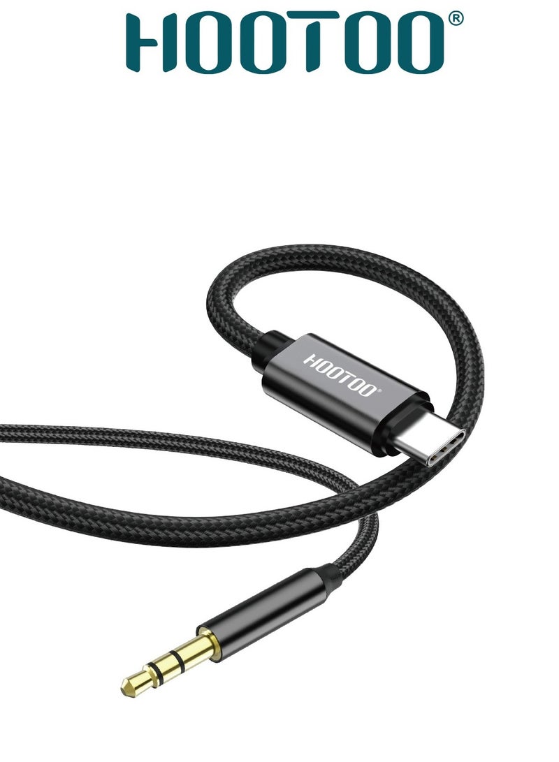 HooToo Original Type C to Aux cable, strong cable for connecting the mobile phone to the car radio, made of cloth, clearer sound transmission.  - Image 1