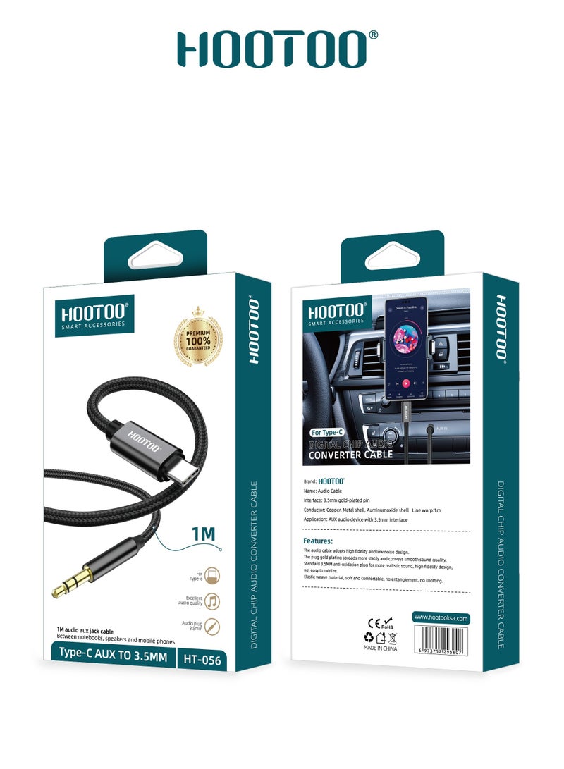 HooToo Original Type C to Aux cable, strong cable for connecting the mobile phone to the car radio, made of cloth, clearer sound transmission.  - Image 2