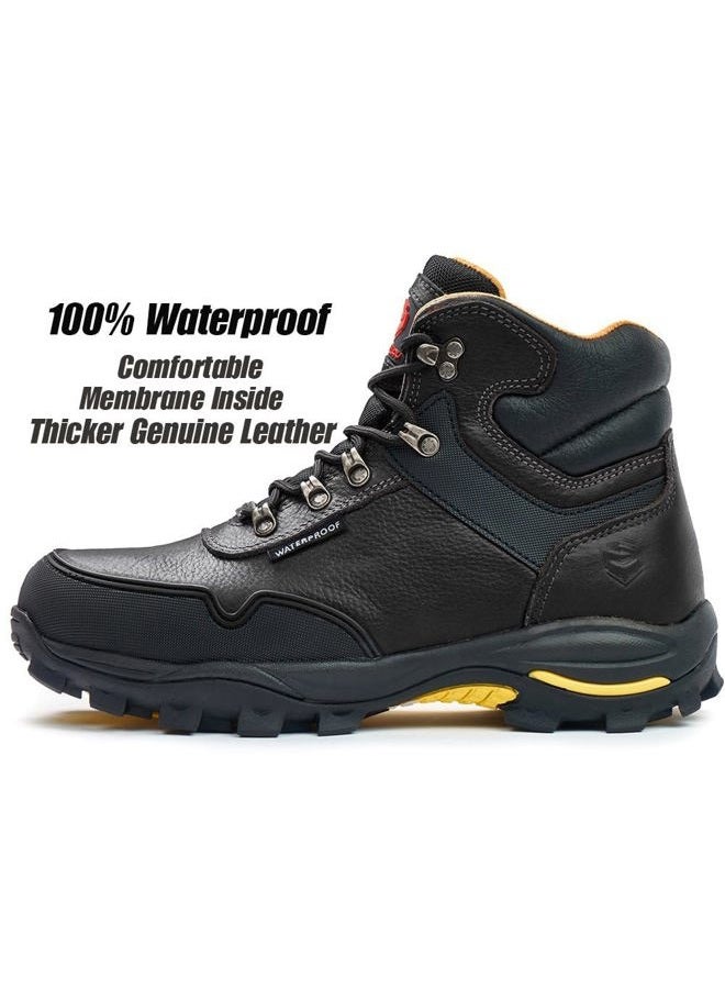 SUREWAY Men's 6" Soft/Steel Toe Heavy Duty Waterproof Work Boot - Leather,Lace Up,Oil/Slip Resistant Dual-Density Comfortable EH Construction Industrial Ankle Safety Men Work Boots,Roofing, Hunting, - Image 2