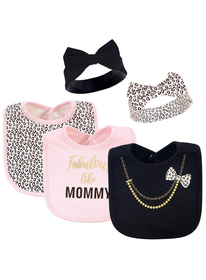 Little Treasure Baby Girl Cotton Bib and Headband Set, Fabulous Mommy, One Size - Image 2