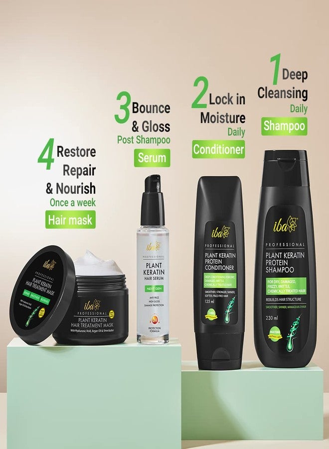 إيبا مجموعة بروتين الكيراتين النباتي الاحترافية من إيبا | شامبو 230 مل، بلسم 125 مل، ماسك 200 مل، سيروم 45 مل | للشعر الجاف، المجعد، والتالف | شفاف ويدوم طويلاً | خالٍ من الكبريتات والبارابين | حلال ونباتي - Image 4